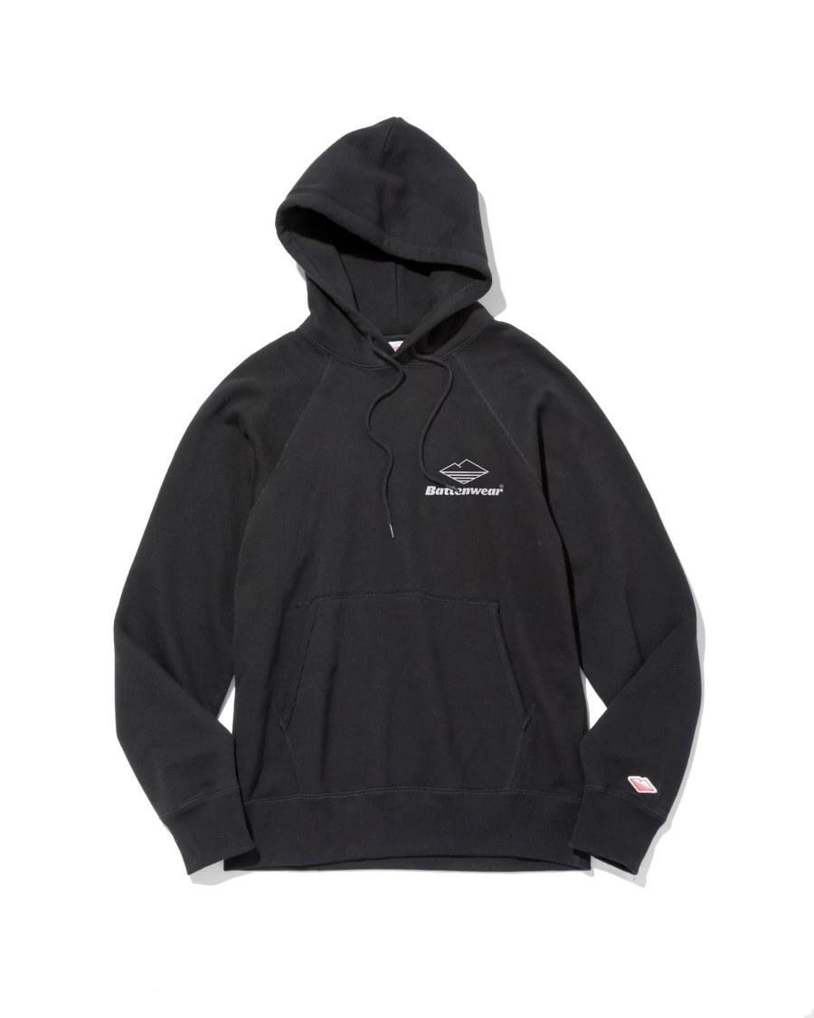 Battenwear Men's Black Team Reach-Up Hoody with Print B - Premium Pullover Hoodie