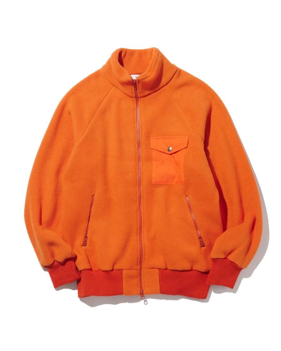 Battenwear Men's Orange Fleece Warm-Up Jacket - Cozy & Lightweight for Outdoor Activities
